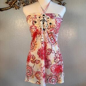 Y2k boho halter tunic
